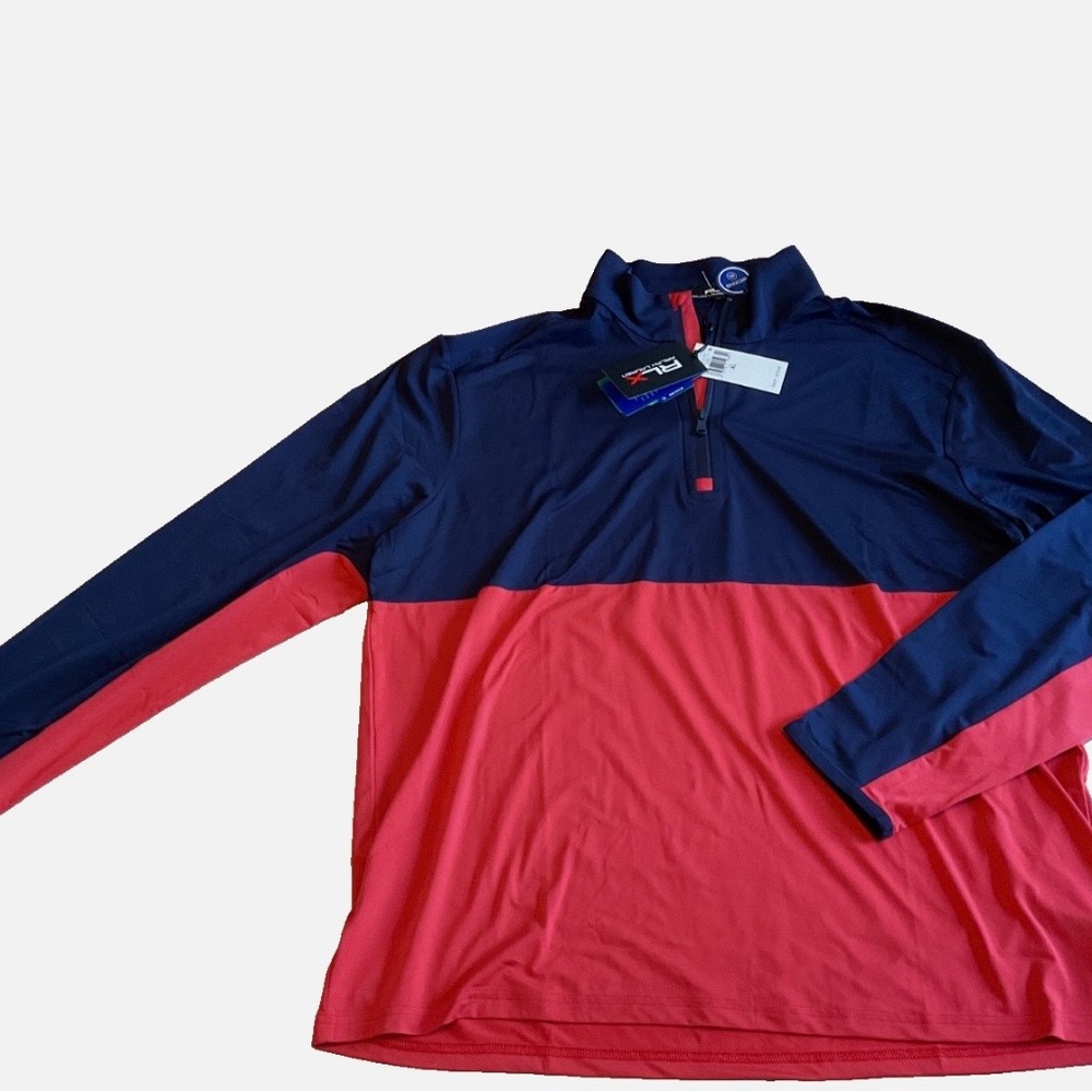 Ralph Lauren RLX Navy and Red Quarter-Zip Pullover